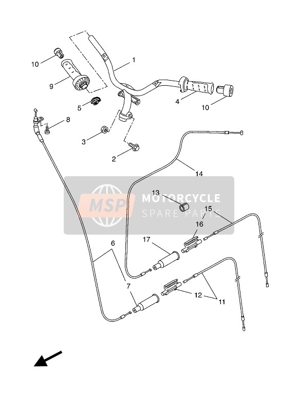 Yamaha YQ50L AEROX 2004 Maniglia dello sterzo & Cavo per un 2004 Yamaha YQ50L AEROX